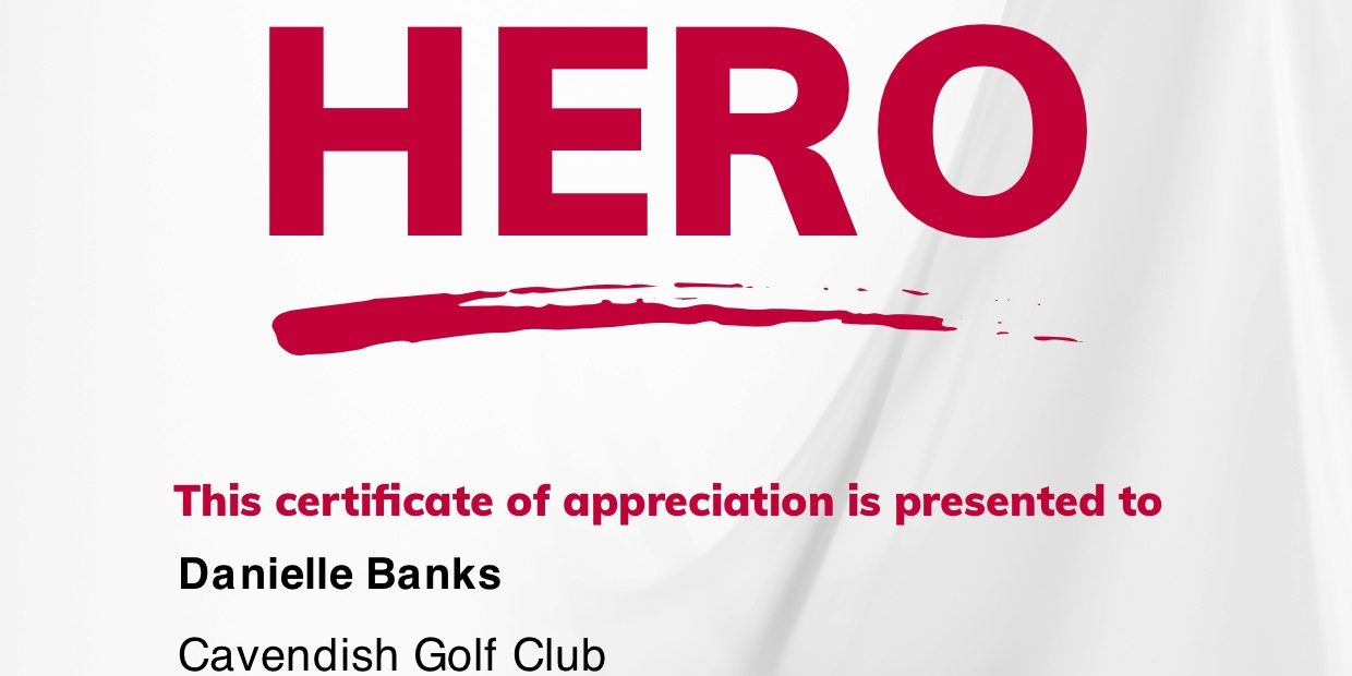 Cavendish GC Danielle Banks Unsung_Hero_Certificate